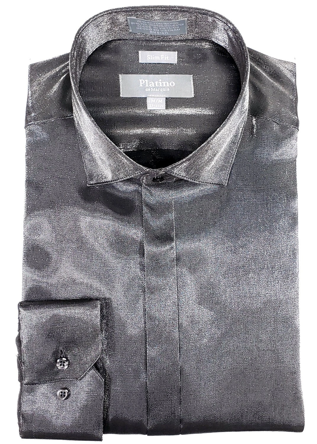 Edler Slim Fit Satin Hemd PLATINO: Anthrazit-Grau, stilvoller Glanz für den modernen Mann. Einzigartige Eleganz in 20101SL.