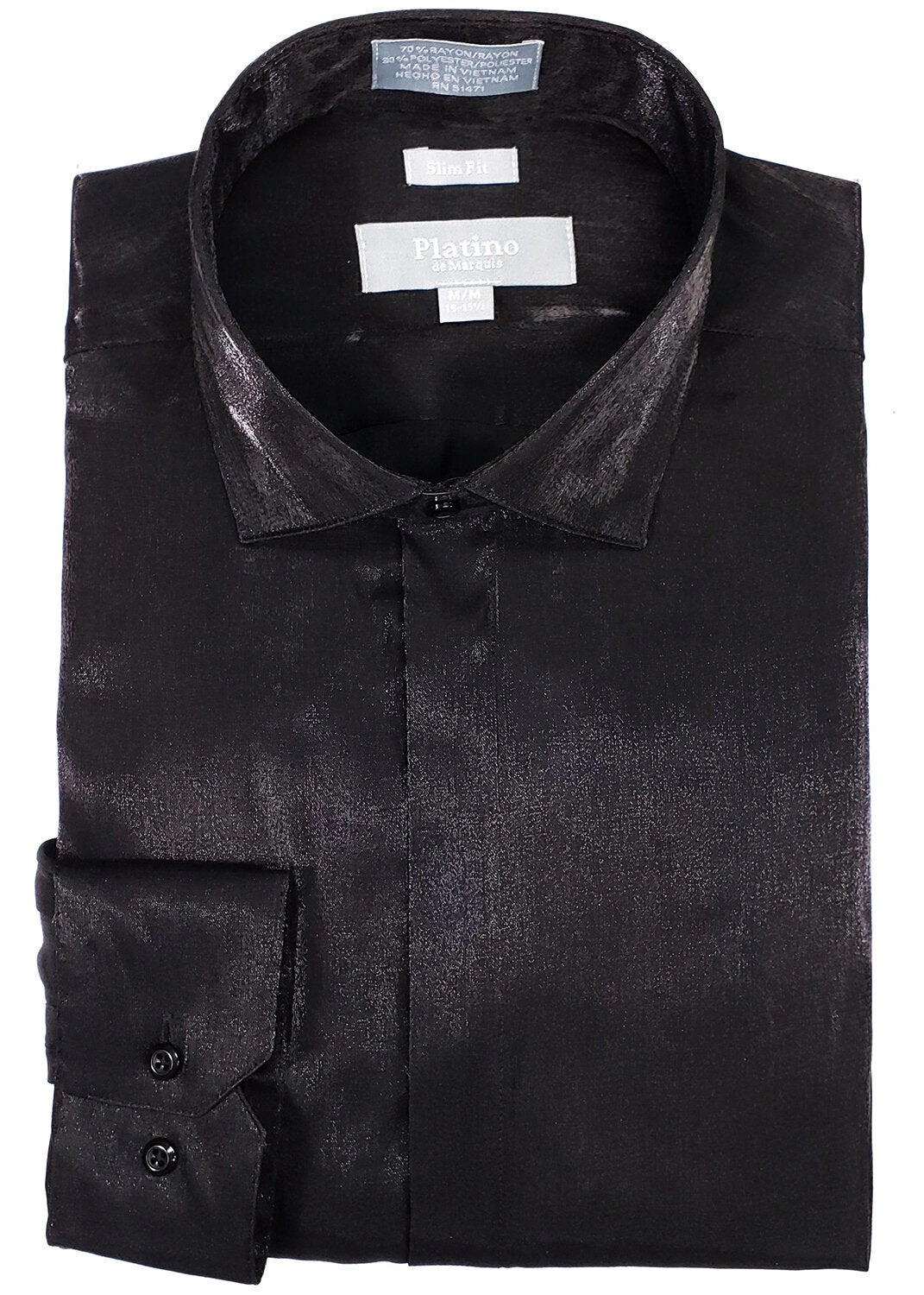 PLATINO SLIM FIT Seidenhemd Schwarz: Eleganz für jede Gelegenheit. Ein Hauch von Luxus, dein Stil neu definiert.