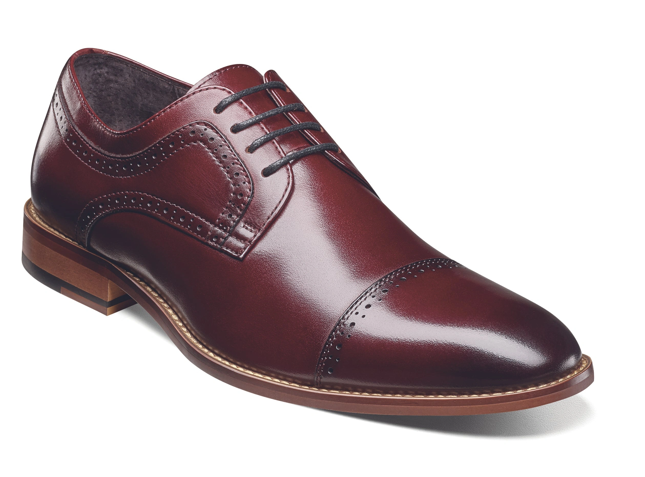 STACY ADAMS Dickinson: Elegante Cap-Toe Oxford in Burgunderrot. Stilvoll für jeden Anlass.